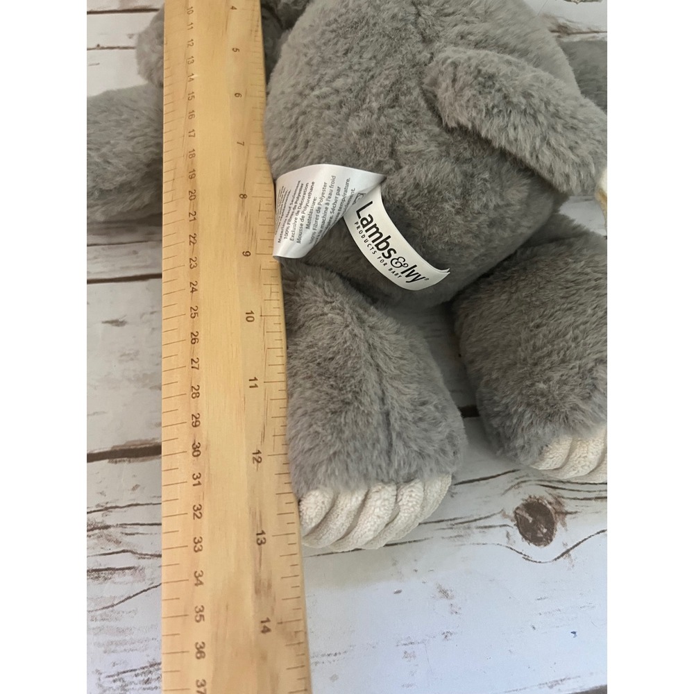 Lambs & Ivy Elephant Plush Grey Corduroy Accent Stuffed Animal 10in - Picture 4 of 5